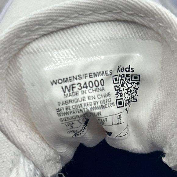 Keds White Canvas Shoes with Blue Insole - Picture 5 of 6